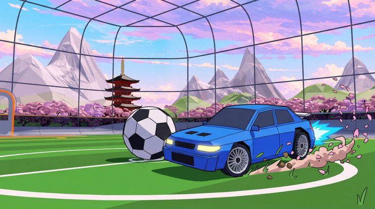In-game view from Turbo Soccer, a car soccer game on Roblox